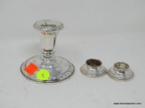 (SHOW) LOT OF STERLING CANDLE HOLDERS; 3 PIECE LOT OF STERLING CANDLE HOLDERS TO INCLUDE 2, .5 IN