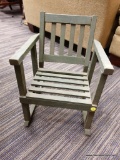 (R1) ROCKING CHAIR; GREEN PAINTED ROCKING CHAIR. MEASURES 1 FT X 15 IN X 17 IN.