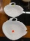 (R2) SWAN SHAPED PLATES; PAIR OF MATCHING NIPPON CHINA NEW WHITE SWAN SHAPED SERVING DISHES WITH A