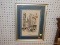 (WALL) FRAMED PRINT; DEPICTS THE HOTEL DEUX LIONS IN A FRENCH CITY. SIGNED BY ARTIST IN BOTTOM
