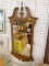 (WALL) WALL HANGING MIRROR; WOODEN MIRROR WITH A BROKEN ARCH PEDIMENT TOP. MEASURES 20 IN X 39.5 IN.