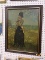 (WALL) FRAMED OIL ON BOARD; SHOWS A VICTORIAN WOMAN WALKING THROUGH THE FIELD IN THE MIDDLE OF