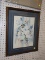 (WALL) DEBBIE HEARLE PRINT; FRAMED WATERCOLOR PRINT OF BLUE AND WHITE FLOWERS. IS SIGNED BY THE