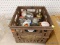 (WALL) MILK CRATE LOT; INCLUDES CONTENTS OF ASSORTED JAM/JELLY AND OYSTER JARS WITH LIDS.