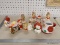 (WALL) LOT OF PORCELAIN ITEMS; INCLUDES 4 NAPCO GIRL STATUES, HOLIDAY THEMED SALT AND PEPPER