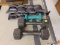 (WALL) LOT OF EXERCISE WEIGHTS; INCLUDES 3 LEG WEIGHTS, A PAIR OF 8LB IRON DUMBBELLS, AND A 2LB IRON