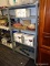 (BWALL) METAL SHELVING UNIT; 1 OF A PAIR OF 5 SHELF SHELVING UNITS IN GRAY. MEASURES 36 IN X 18 IN X