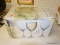 (BWALL) LUMINARC WINE GOBLETS; SET OF 7 CLEAR GLASS 10 1/2 OZ GOBLETS. IN ORIGINAL BOX. BOX FITS 12