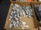 (TABLE) TRAY LOT OF FLATWARE; LOT INCLUDES 21 ASSORTED KNIVES AND 31 SPOONS FROM BRANDS SUCH AS