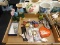 (TABLE) TRAY LOT OF KNICKKNACKS; INCLUDES A MURANO GLASS WINE STOPPER IN THE ORIGINAL BOX, A SMALL