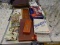 (TABLE) LOT OF ASSORTED GAMES; LOT INCUDES A BAG OF WOODEN BINGO BALLS, A WOODEN DRUEKE CRIBBAGE