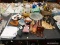 (TABLE) LOT OF ASSORTED ITEMS; LOT INCLUDES A WOODEN A WOODEN TURKEY WITH INDIVIDUAL PAINTED