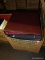 (TABLE) BOX LOT OF BINDERS AND MAGAZINES; LOT INCLUDES 6 EMPTY 3 RING BINDERS OF VARIOUS SIZES AND