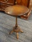 (R2) LAMP TABLE; WOODEN LAMP PEDESTAL TABLE WITH 4 TURNED POLE LEGS. MEASURES 22.5 IN TALL WITH A 14