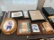 (TABLE) LOT OF ASSORTED FRAMES AND NEEDLE POINT; 12 PIECE LOT OF ASSORTED WOODEN FRAMES OF DIFFERENT