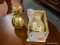 (R2) PINEAPPLE BELLS; PAIR OF PINEAPPLE SHAPED, BRASS FINISHED METAL BELLS. MEASURES 3.5 IN TALL.