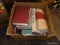 (TABLE) BOX OF ASSORTED BOOKS; ~10 PIECE LOT OF MISCELLANEOUS BOOKS TO INCLUDE TITLES SUCH AS 