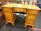 (R2) KNEE-HOLE DESK; WOODEN DESK WITH A DOVETAIL DRAWER ABOVE THE KNEE HOLE AND 3 DOVETAIL DRAWERS