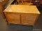 (R2) WOODEN CHEST; LIFT TOP CHEST WITH A BROKEN CHAIN SUPPORT. MEASURES 30.5 IN X 16 IN X 18.5 IN.