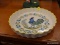 (R2) PIE BAKING DISH; SCALLOP RIMED BAKING DISH WITH A BLUE, YELLOW, AND GREEN ROOSTER PAINTED INTO