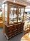 (R2) DISPLAY CABINET HUTCH ON CHEST OF DRAWERS; 2 PC. TO INCLUDE A GLASS PANELED HUTCH WITH 2 GLASS