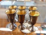 (R1) LOT OF STERLING CORDIAL CUPS; 6 PIECE LOT OF WEB STERLING CORDIAL CUPS. MEASURES 3 IN TALL.