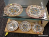 (R3) HAND PAINTED PLATES; 5 PIECE LOT OF HAND PAINTED PLATES WITH SCALLOPED EDGES. SIGNED BY ARTIST