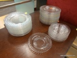 (R3) LOT OF CLEAR GLASS CHINA; 40 PIECE LOT OF CLEAR GLASS CHINA WITH ETCHED RIMS TO INCLUDE 1