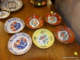 (R3) CANTONWARE ASHTRAYS; 6 PIECE LOT OF MATCHING HONG KONG CANTONWARE WITH HAND PAINTED PORCELAIN