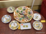 (R3) LOT OF DECORATIVE PLATES; 7 PIECE LOT OF HAND PAINTED DECORATIVE PLATES TO INCLUDE A SCALLOPED