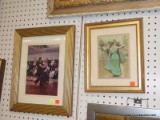 (WALL) FRAMED PHOTOS; 2 VINTAGE PHOTO OF 2 PEOPLE DANCING TOGETHER AT A PARTY. BOTH SIT IN A GOLD