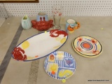 (WALL) NAUTICAL THEMED LOT; INCLUDES CRUSTACEAN THEMED PLATTER, A PHILLIPS CRAB THEMED PILSNER
