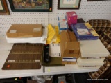 (WALL) LOT OF OFFICE SUPPLIES; INCLUDES PAPER, A KEY HOLDING RACK, GREETING CARDS, ENVELOPES, AND