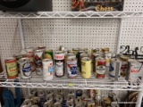 (BWALL) COLLECTION OF VINTAGE BEER CANS; 2 SHELF LOT INCLUDES OVER 50 ASSORTED VINTAGE BEER CANS.