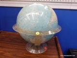 (BWALL) NATIONAL GEOGRAPHIC GLOBE; 1961 VINTAGE WORLD GLOBE IN A CLEAR PLASTIC BASE.