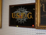 (BWALL) FRAMED GLASS WALL ART; BLACK GLASS UNITED STATES FIDELITY AND GUARANTY COMPANY WALL DECOR