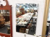 (BWALL) WALL HANGING MIRROR; BEVELED EDGE MIRROR WITH METAL TRIANGLE BINDINGS ON THE SIDES OF THE