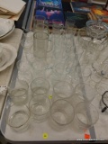 (TABLE) LOT OF ASSORTED GLASSWARE; LOT INCLUDES 4 BLOWN GLASS ROCKS GLASSES, 4 HOUZEART SHIP ROCKS