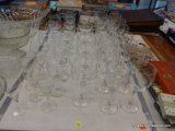 (TABLE) LOT OF ASSORTED STEMWARE; LOT INCLUDES 4 SHERRY GLASSES, CORDIAL GLASSES, 16 WHITE WINE