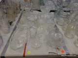 (TABLE) LOT OF ASSORTED CUT GLASS; LOT INCLUDES 20 PIECES OF ASSORTED CUT GLASS SUCH AS LIDDED CANDY