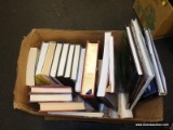 (TABLE) BOX LOT OF BOOKS; BOX CONTAINS OVER 10 BOOKS WITH TITLES TO INCLUDE: 