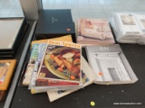 (TABLE) LOT OF ASSORTED MAGAZINES AND BOOKS; 17 PIECE LOT OF ASSORTED COOKING AND HOME IMPROVEMENT