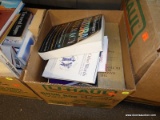 (TABLE) BOX OF BOOKS; 8 PIECE LOT OF ASSORTED BOOKS TO INCLUDE THE RANDOM HOUSE DICTIONARY, THE