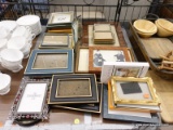 (TABLE) LOT OF ASSORTED PICTURE FRAMES; 30 PIECE LOT OF PICTURE FRAMES MADE FROM DIFFERENT MATERIALS