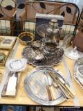 (TABLE) LOT OF SILVER-PLATE DINNERWARE; 18 PIECE LOT OF ASSORTED SILVER-PLATE DINNERWARE TO INCLUDE