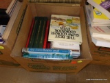 (TABLE) BOX OF ASSORTED BOOKS; 15 PIECE LOT OF ASSORTED BOOKS TO INCLUDE COOKING BOOKS, ACCOUNTING