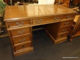 (R2) KNEE-HOLE DESK; WOODEN DESK WITH A DOVETAIL DRAWER ABOVE THE KNEE HOLE AND 3 DOVETAIL DRAWERS