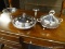 (R2) LOT OF SILVER PLATE; 4 PIECE LOT OF ASSORTED SILVER PLATE DISHES TO INCLUDE 2 GLASS BOWLS IN