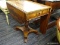 (R3) DROP LEAF TABLE; WOODEN, PEDESTAL, OCTAGONAL DROP LEAF TABLE WITH 2 DOVETAIL DRAWERS AND A
