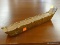 (R3) INCENSE HOLDER; GONDOLA SHAPED WOODEN INCENSE HOLDER WITH BRASS MOONS AND STARS ON THE SIDE.